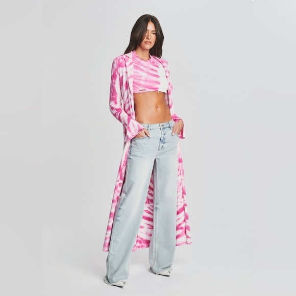 SER.O.YA Gloria Cardigan Dress in White Pink Swirl Size Large NWT - Picture 3 of 13